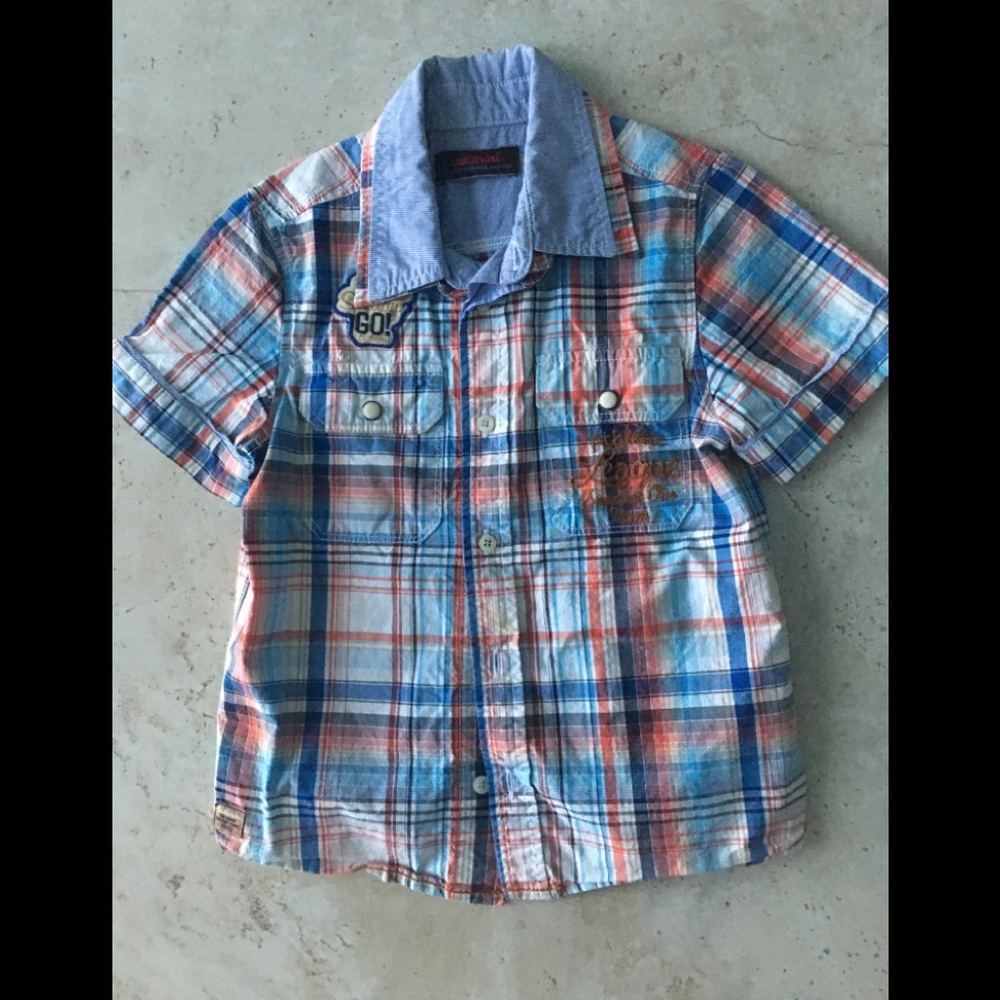 Catimini boys button down plaid shirt
